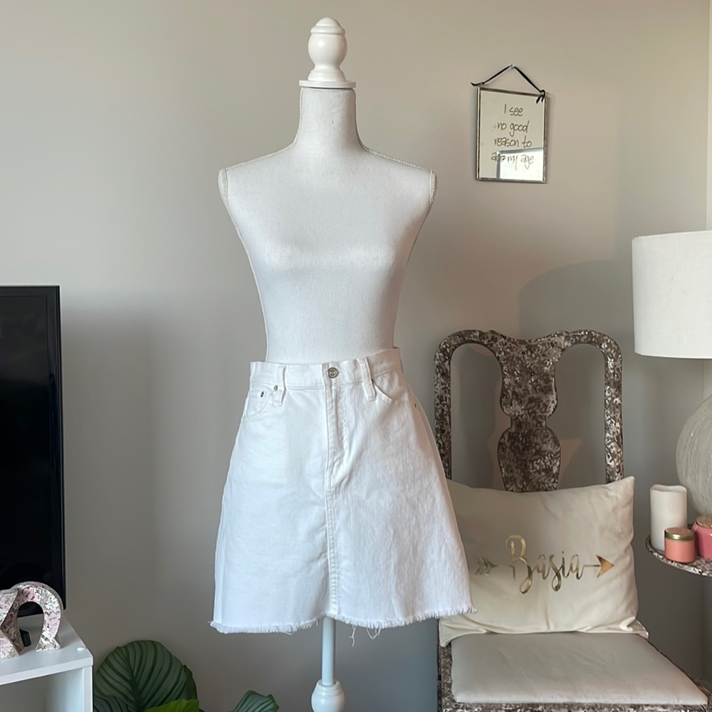J-Crew White Denim Skirt